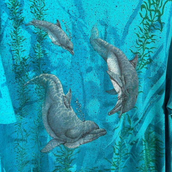 VTG 90s Local Color Art T Shirt XL Dolphin Ocean AOP Tie Die Single Stitch - Picture 4 of 8